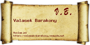 Valasek Barakony névjegykártya